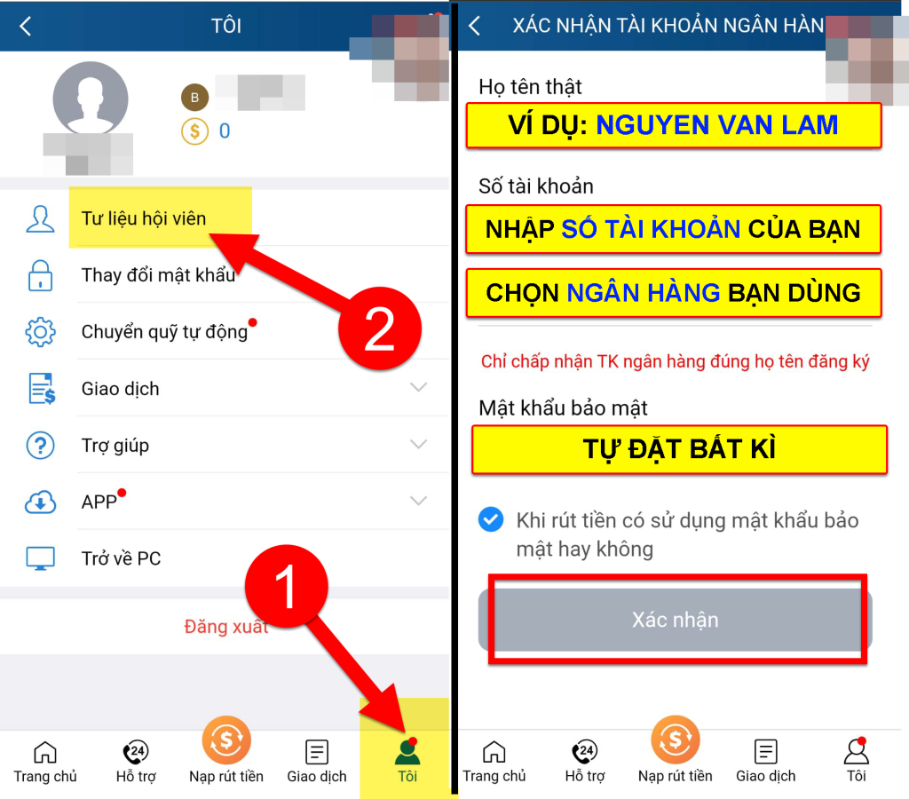 Hướng dẫn bổ sung thông tin hội viên 
