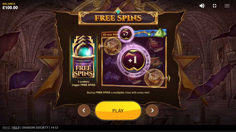 ฟีเจอร์ Free Spin เกมสล็อตสมาคมเงา